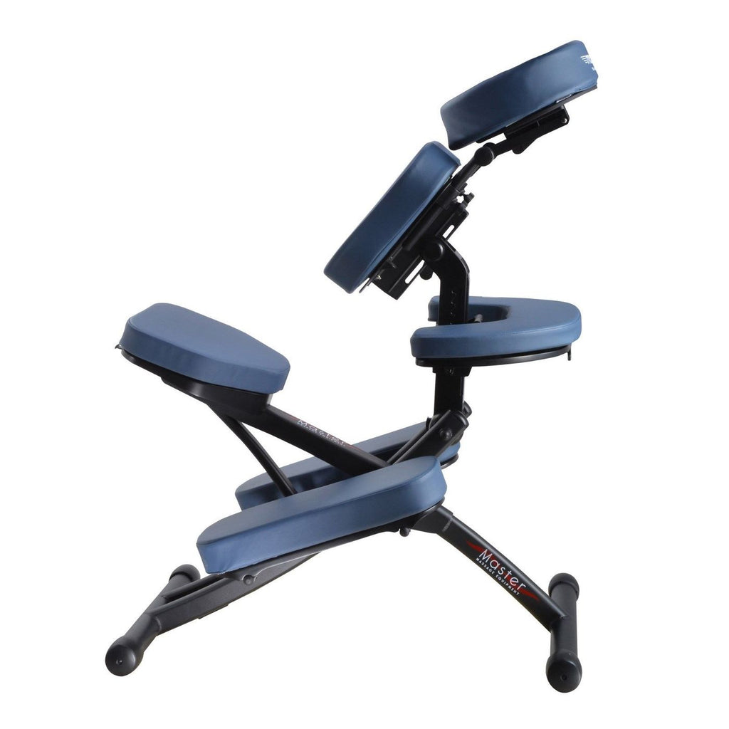 Master Massage Rio™ Opvouwbare mobiele massagestoel/therapiestoel van metaal, pakket met koffer - koningsblauw