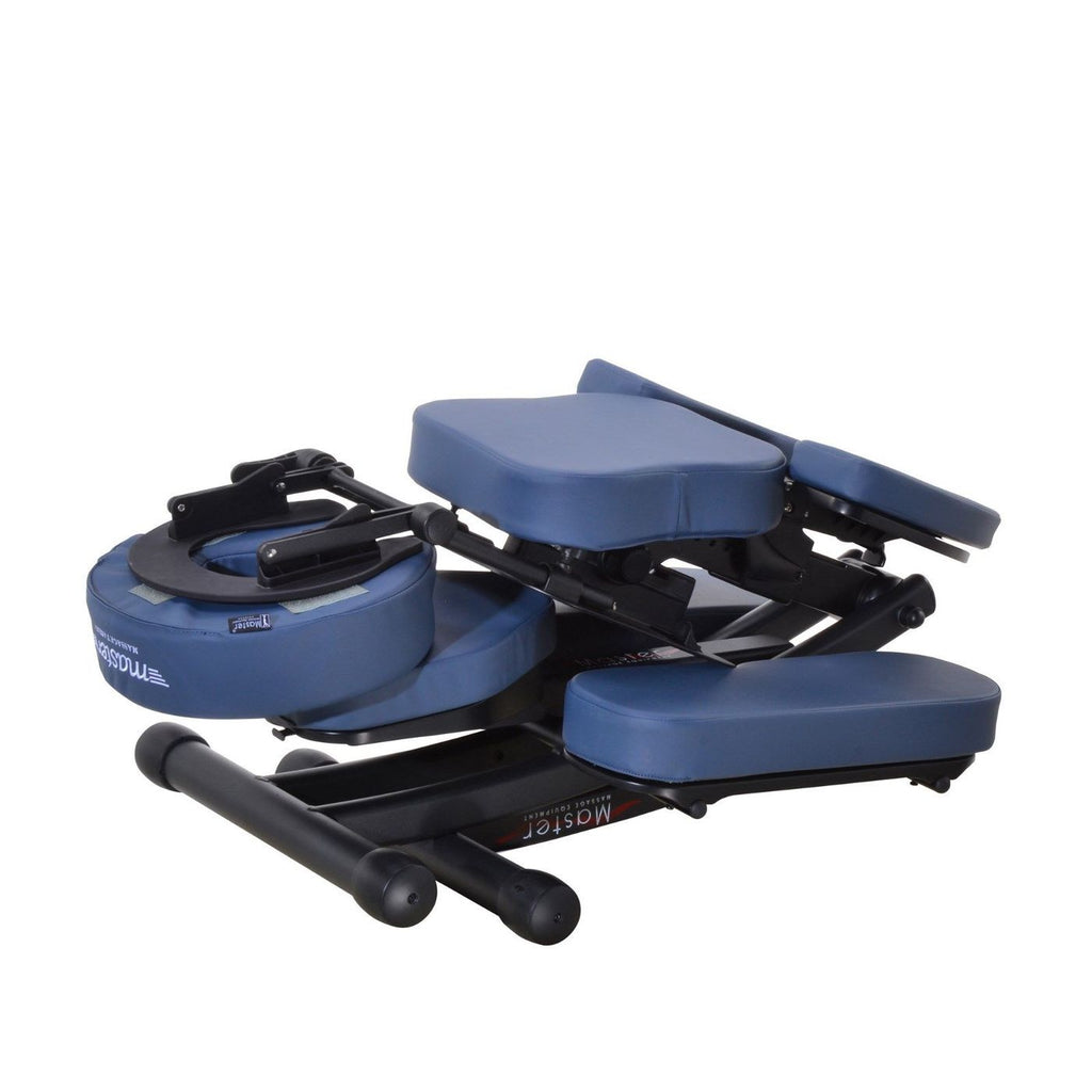 Master Massage Rio™ Opvouwbare mobiele massagestoel/therapiestoel van metaal, pakket met koffer - koningsblauw