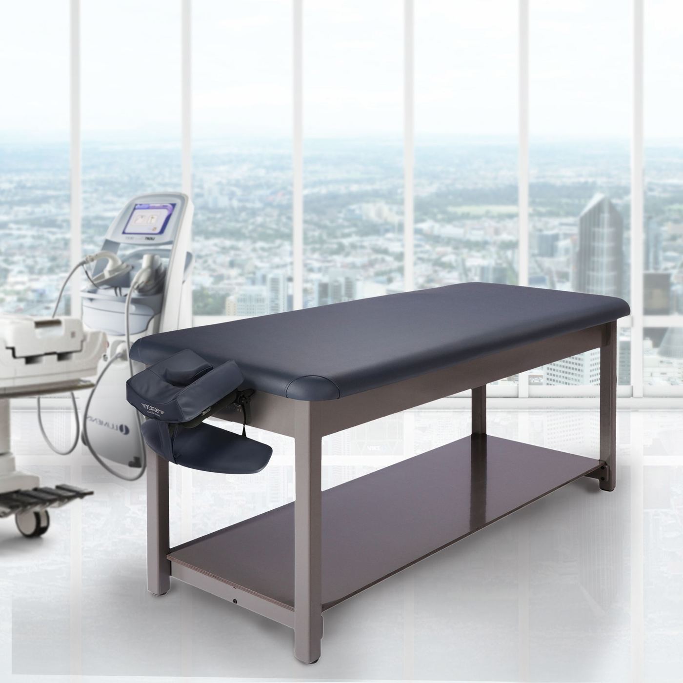Master Massage 76 cm Bahama vaste massagetafel fysiotherapietafel, koningsblauw