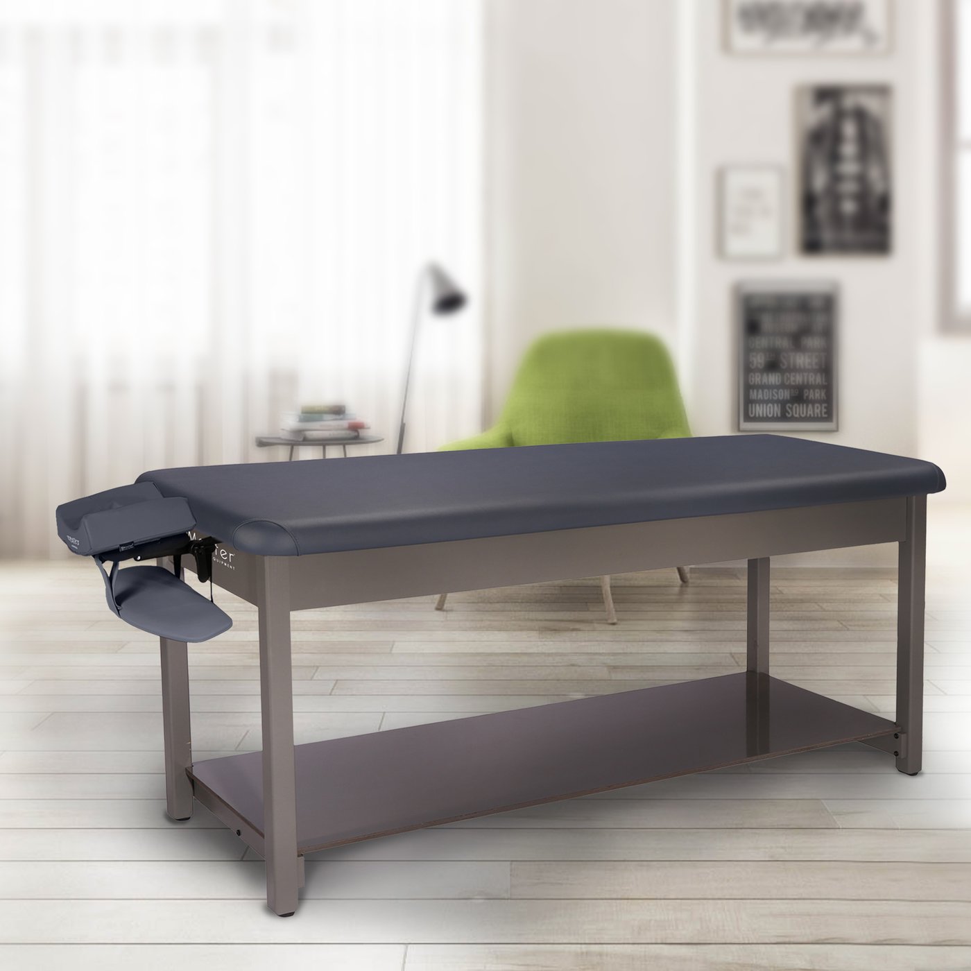 Master Massage 76 cm Bahama vaste massagetafel fysiotherapietafel, koningsblauw
