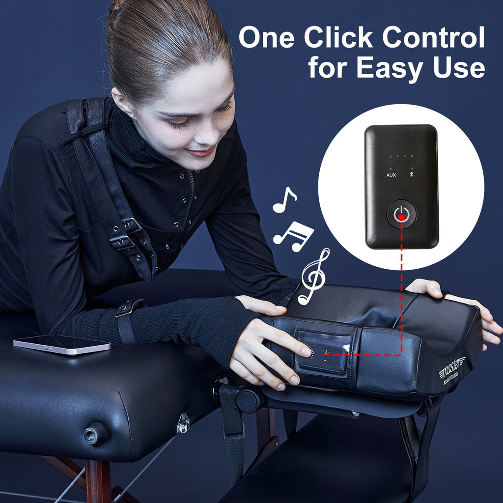 Master Massage ErgonomicDream MusicMaster gezichtskussen met neusuitsparing, hoofdkussen met traagschuim en hi-fi luidspreker, Bluetooth en AUX, voor massagetafel en massagebank