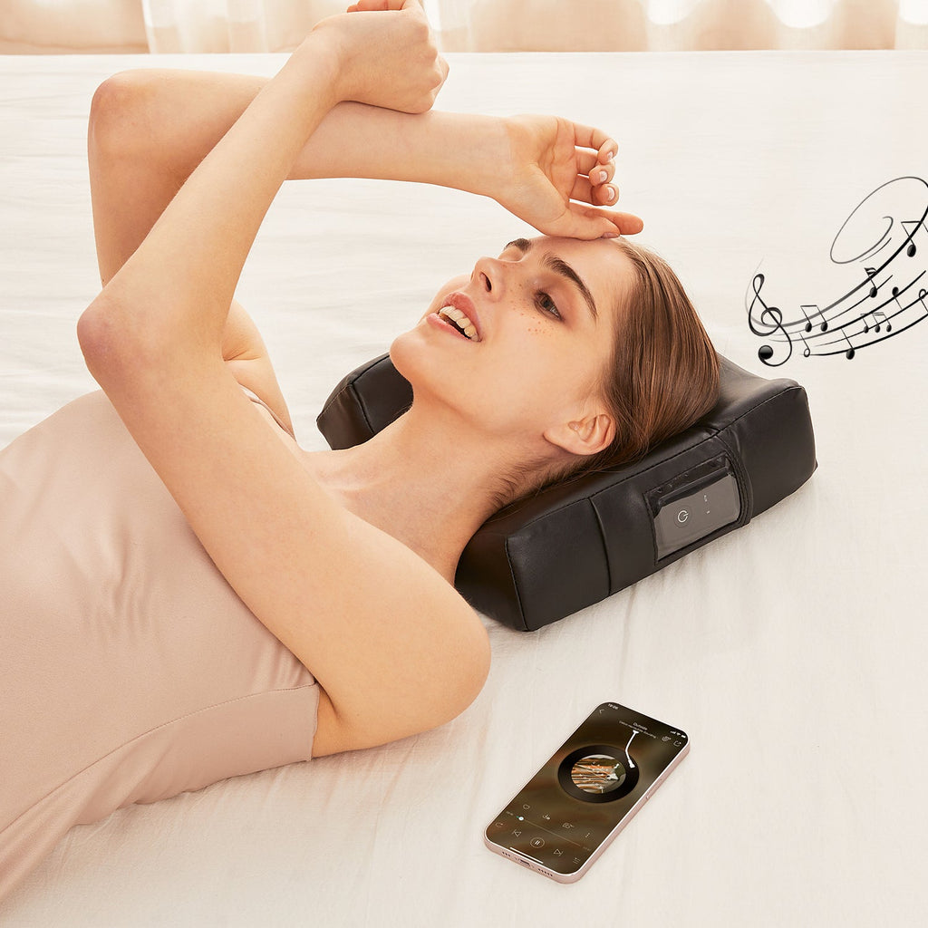 Master Massage ErgonomicDream MusicMaster gezichtskussen met neusuitsparing, hoofdkussen met traagschuim en hi-fi luidspreker, Bluetooth en AUX, voor massagetafel en massagebank
