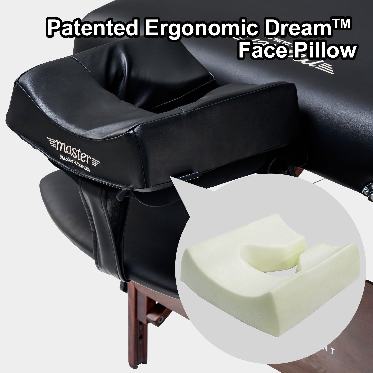Master Massage ErgonomicDream MusicMaster gezichtskussen met neusuitsparing, hoofdkussen met traagschuim en hi-fi luidspreker, Bluetooth en AUX, voor massagetafel en massagebank