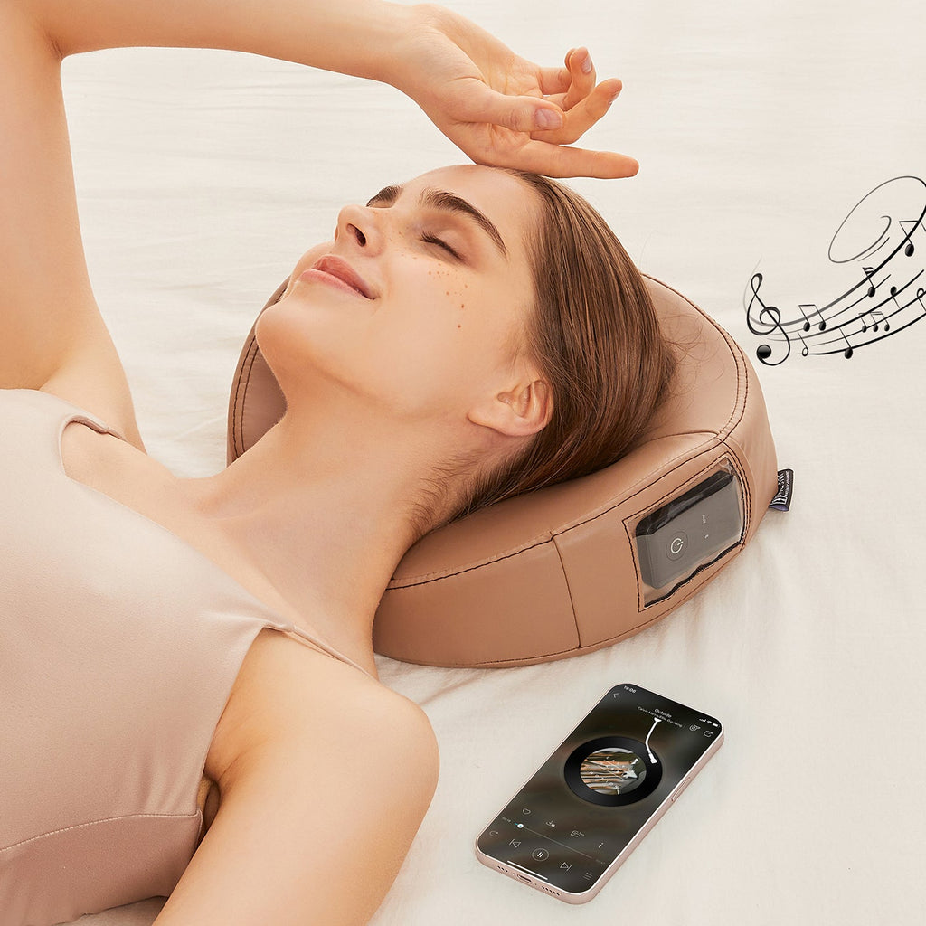 Master Massage Ultra Plush MusicMaster gezichtskussen neushoorn-hoofdkussen met traagschuim en hifi-luidspreker Bluetooth AUX voor massagetafel massagebank zwart