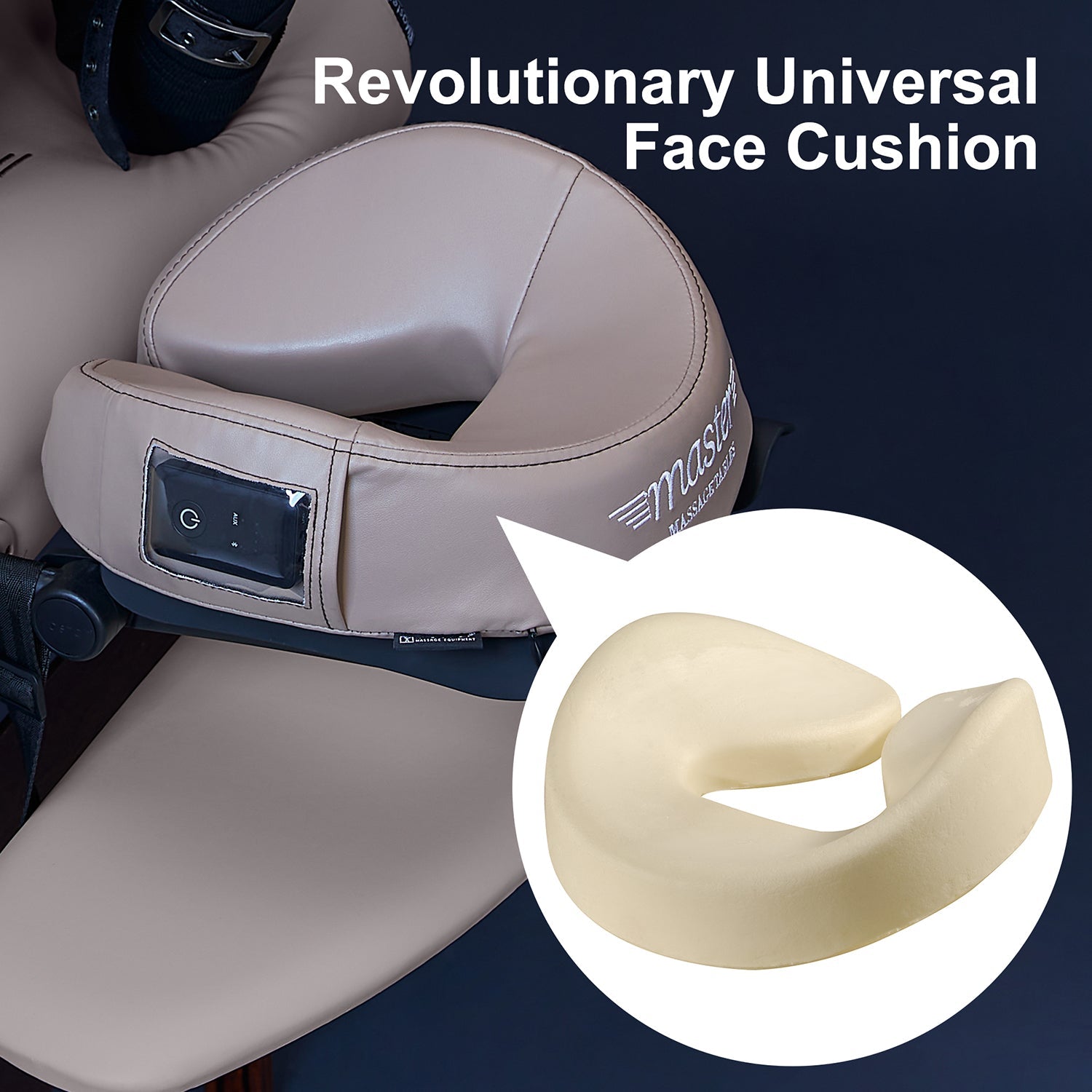 Master Massage Ultra Plush MusicMaster gezichtskussen neushoorn-hoofdkussen met traagschuim en hifi-luidspreker Bluetooth AUX voor massagetafel massagebank zwart