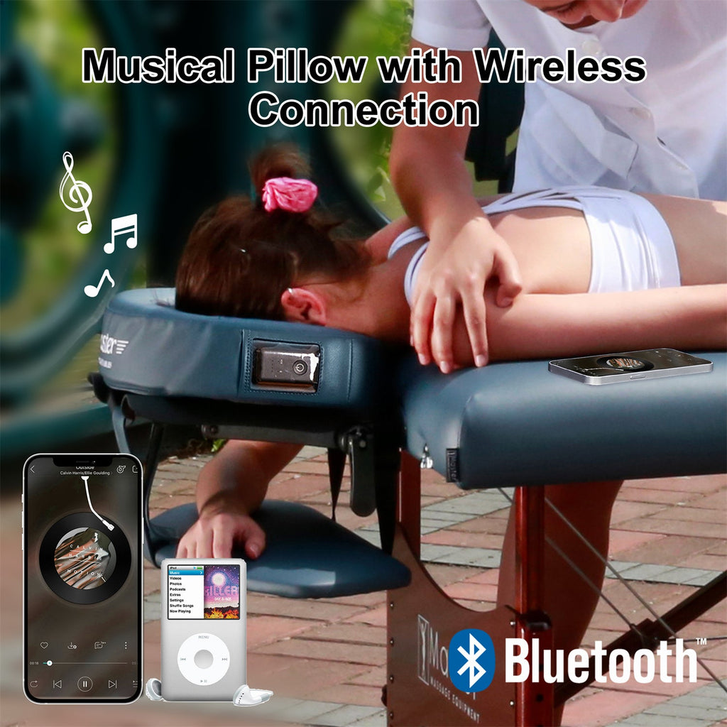 Master Massage MusicMaster gezichtskussen met neusopening, hoofdkussen met traagschuim en Hi-Fi-luidspreker, Bluetooth AUX voor massagetafel massagebank zwart