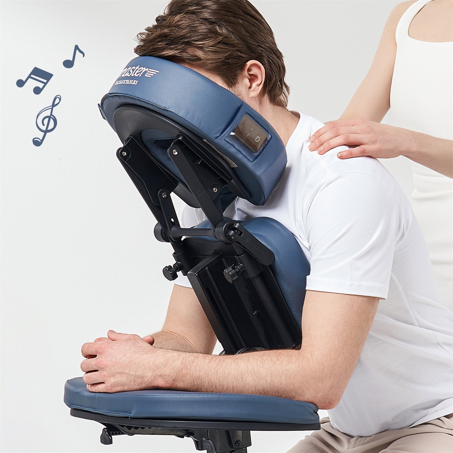 Master Massage MusicMaster gezichtskussen met neusopening, hoofdkussen met traagschuim en Hi-Fi-luidspreker, Bluetooth AUX voor massagetafel massagebank zwart