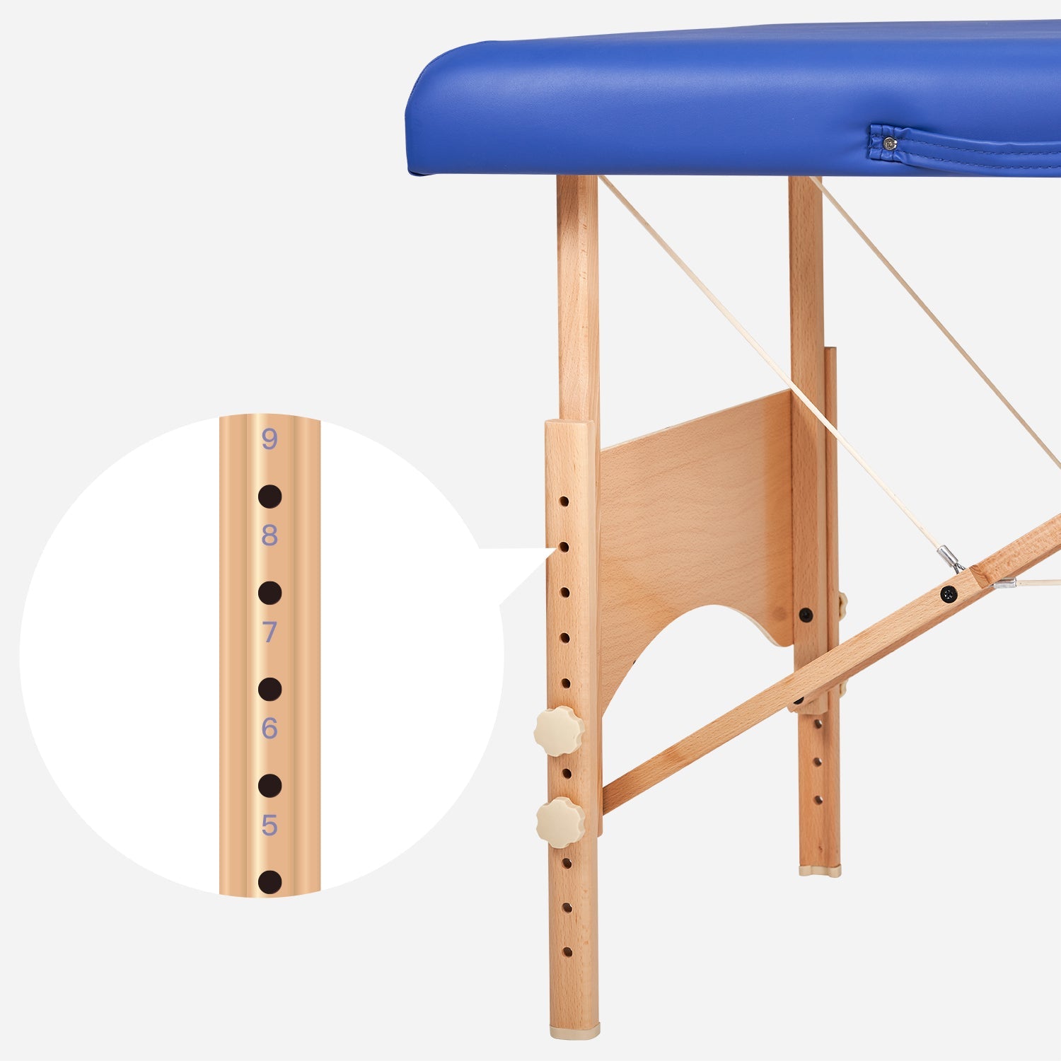 Master Massage 69cm Brady™ mobiele massagetafel met inklapbaar houten onderstel - hemelsblauw