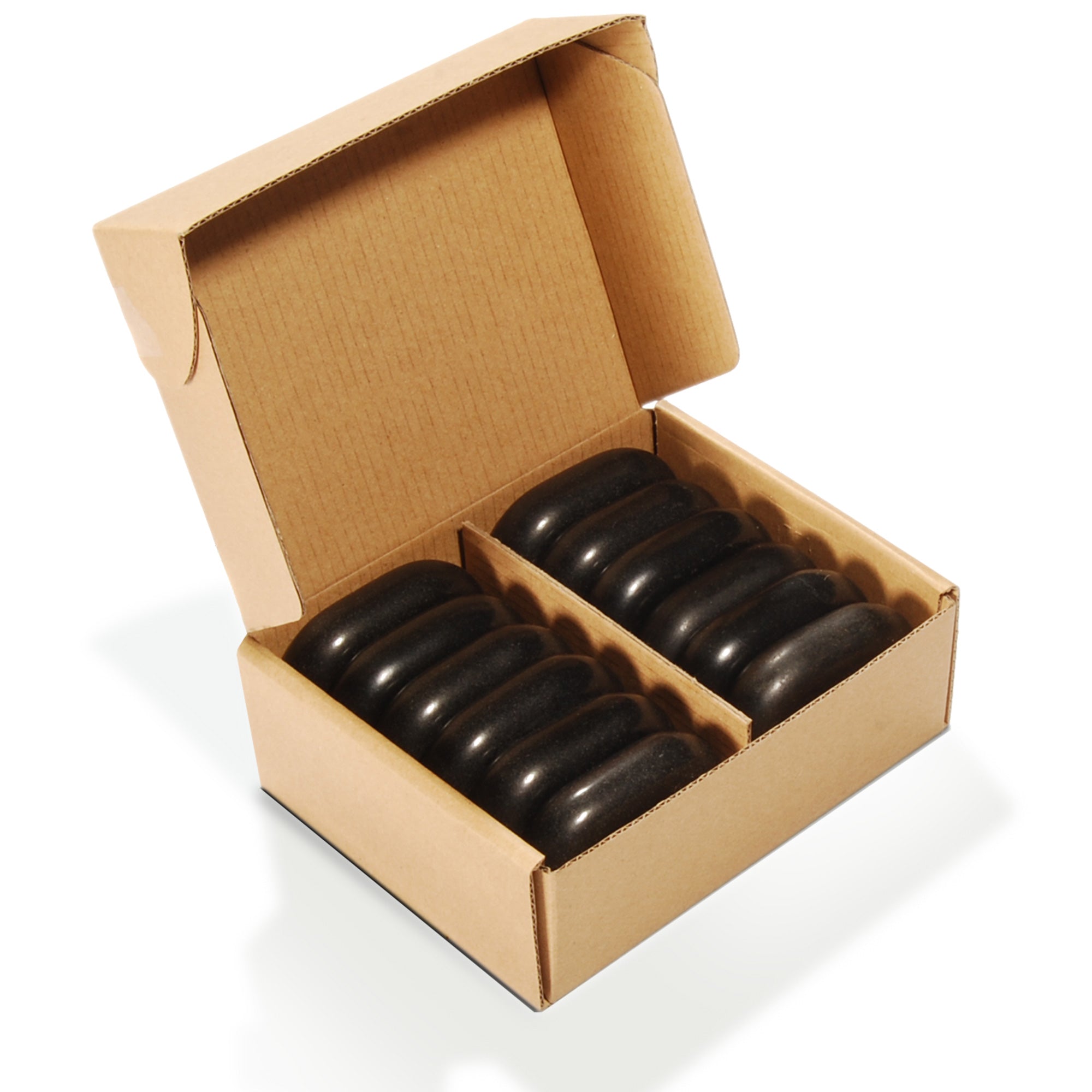 Master Massage middelgrote ovale basalt hotstone-massagestenen 6.4cm x 4.6cm x 1.8cm (12 stuks)