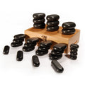 Master Massage hot stone-set met 28 massagestenen van 100% basaltsteen met elegante bamboekist