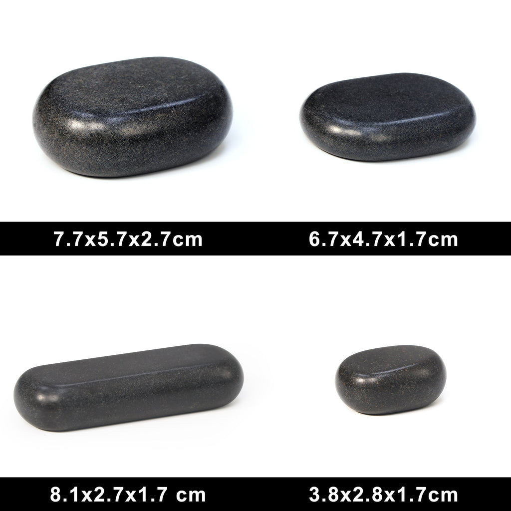 Master Massage hot stone-set met 28 massagestenen van 100% basaltsteen met elegante bamboekist
