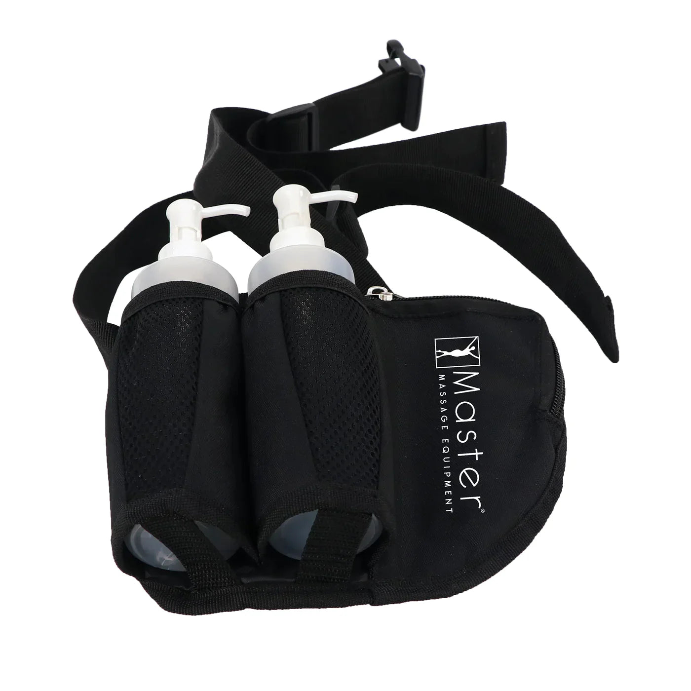 Master Massage olieflessenhouder, olieholster heuptas voor dubbele fles, incl. 2 x doseerfles, ca. 250ml