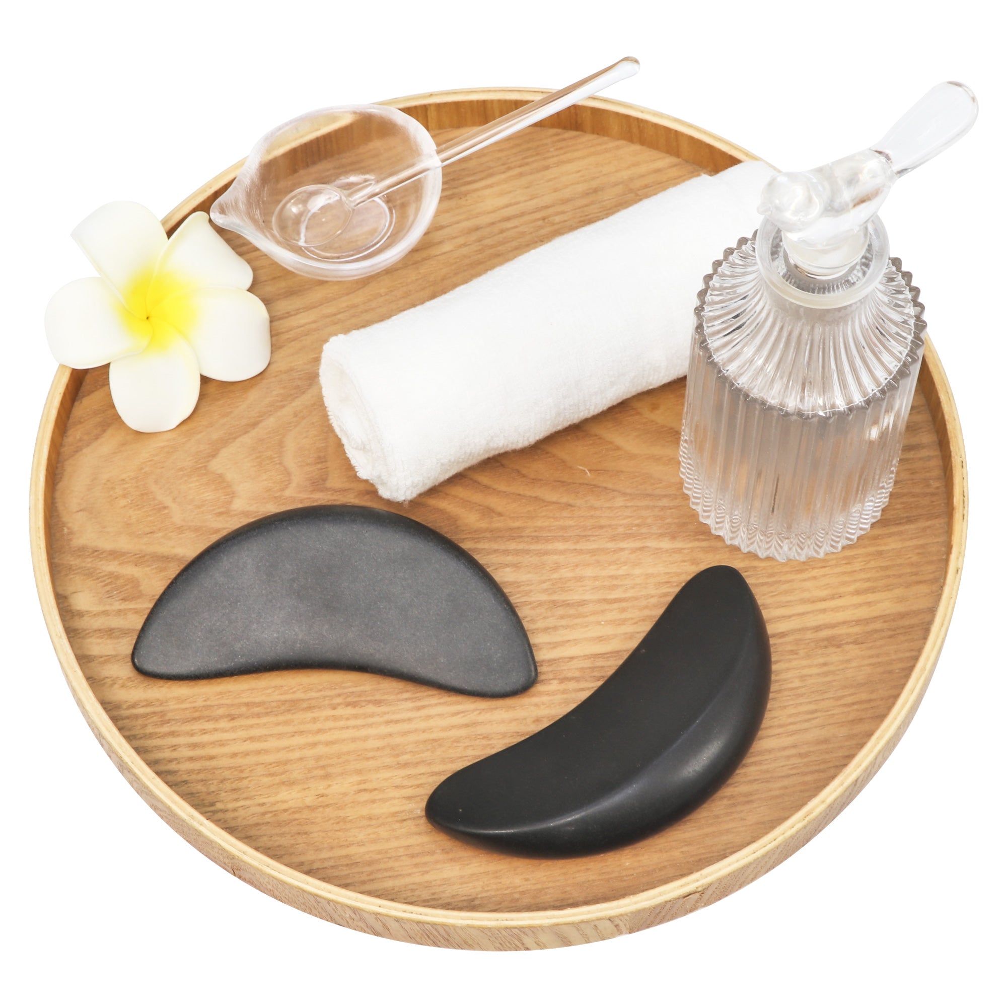 Master Massage halvemaanvormige basaltsteen voor hotstonemassages, set van 2