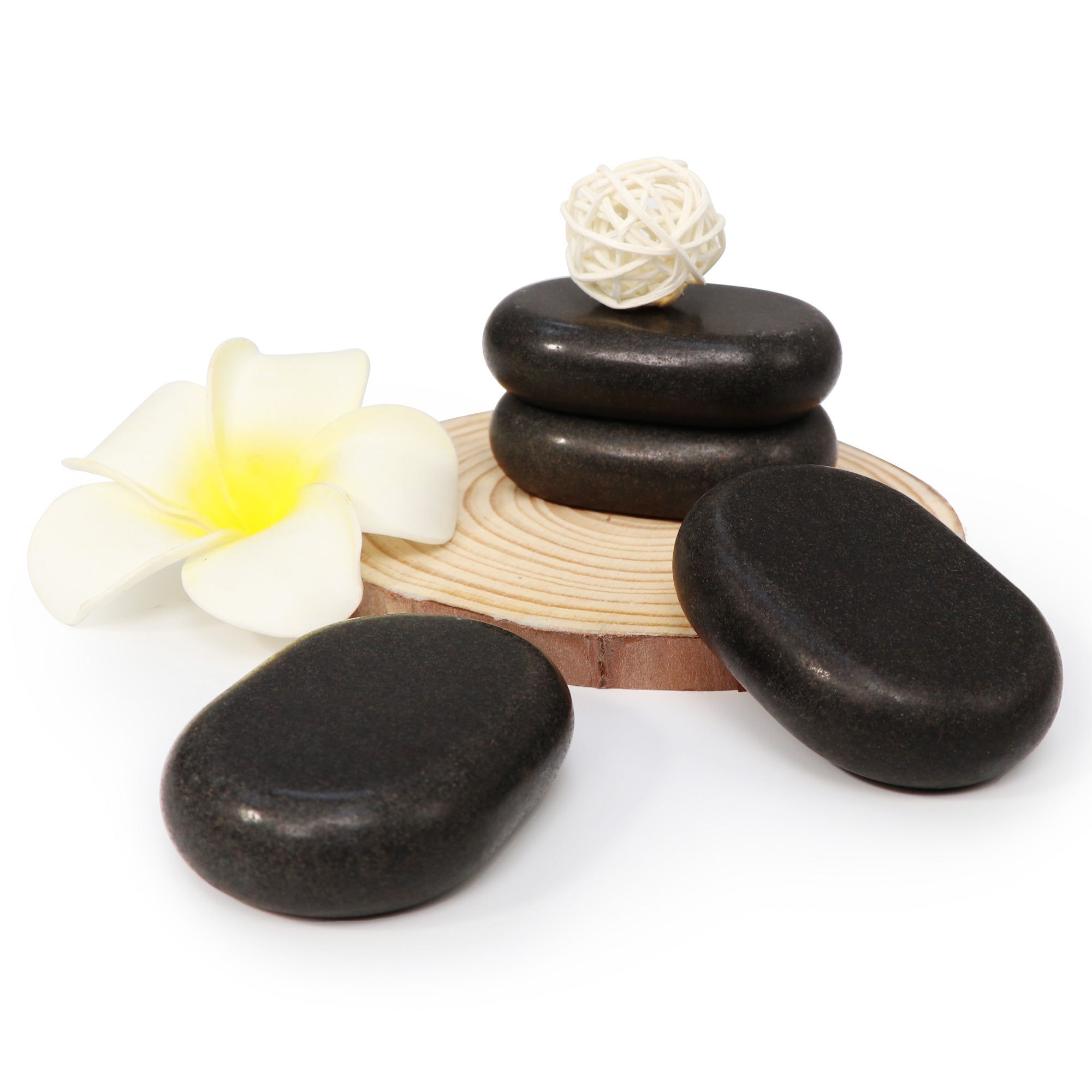 Master Massage middelgrote ovale basalt hotstone-massagestenen 6.4cm x 4.6cm x 1.8cm (12 stuks)