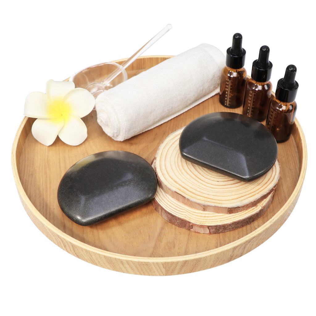 Master Massage basaltstenen 3/4 rond voor hotstone Gua Sha-stenen, verpakking met 2 stuks