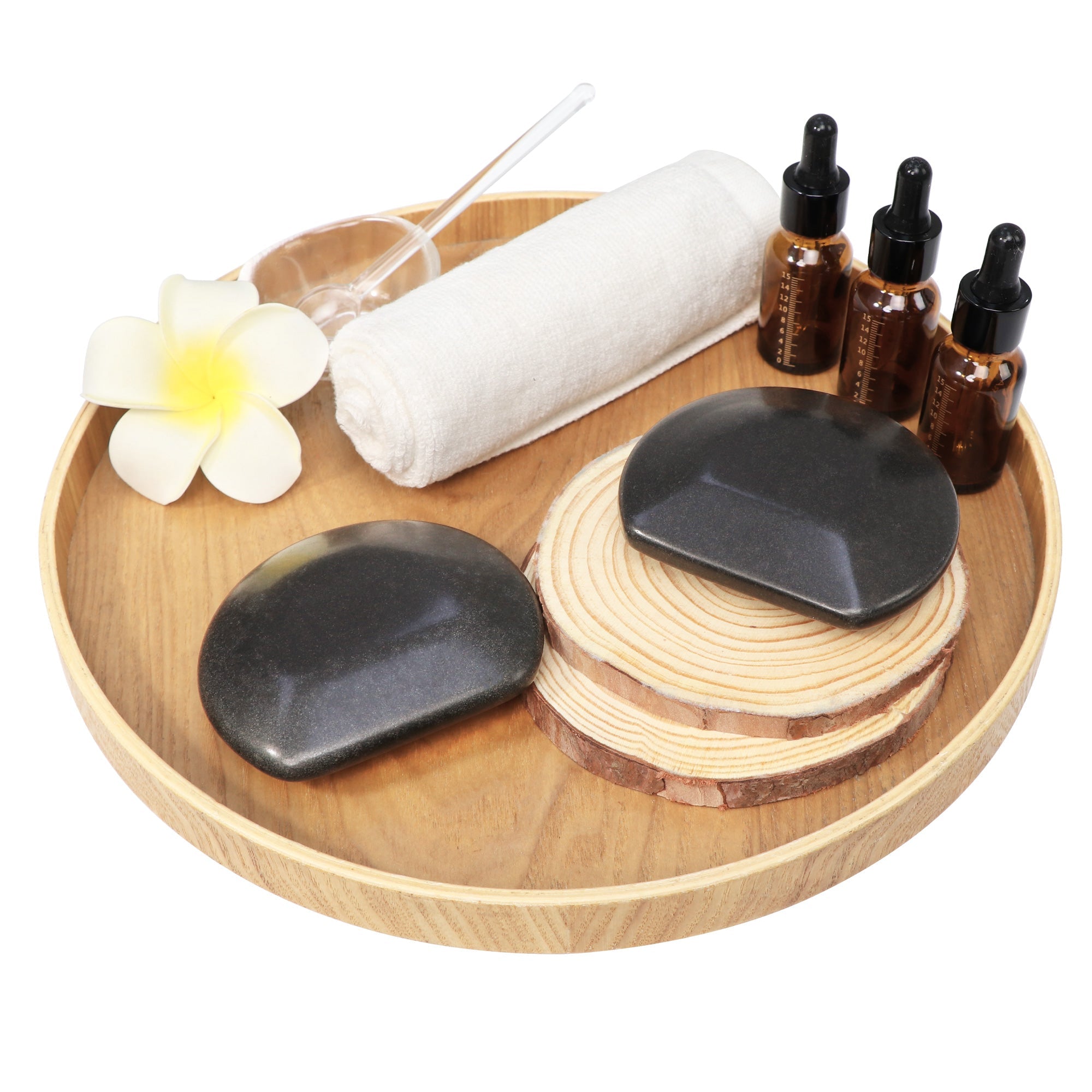 Master Massage basaltstenen 3/4 rond voor hotstone Gua Sha-stenen, verpakking met 2 stuks