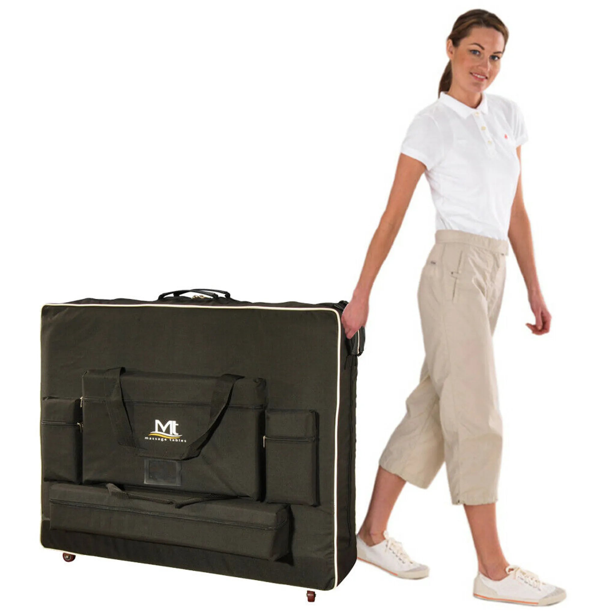 Master MT Massage transporttas met schouderriem en wielen voor massagetafels van 76 cm, nylon, voor nog lichter vervoer - zwart