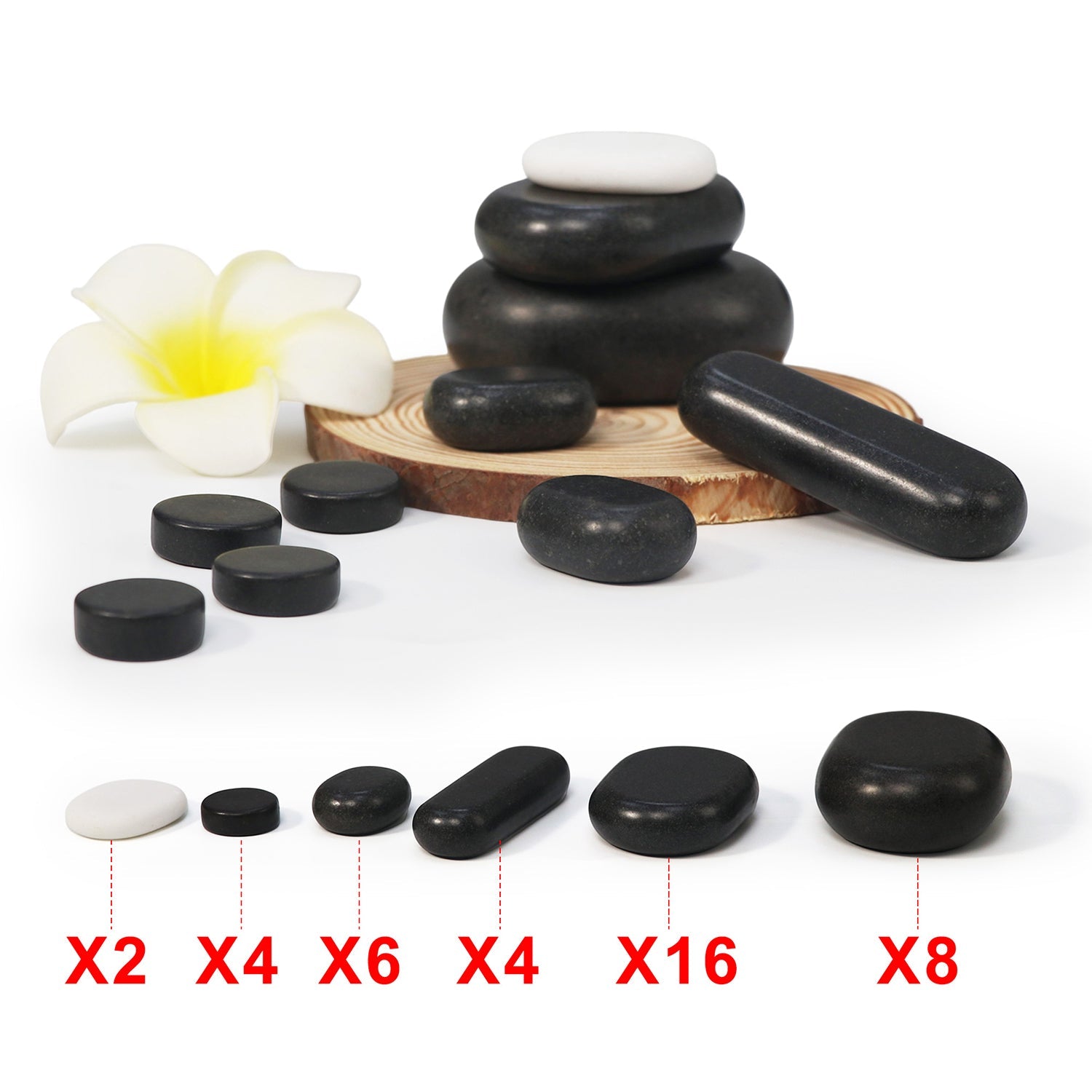 Master Massage 40-delige hotstone-set massagestenen van basaltsteen met elegante bamboekist