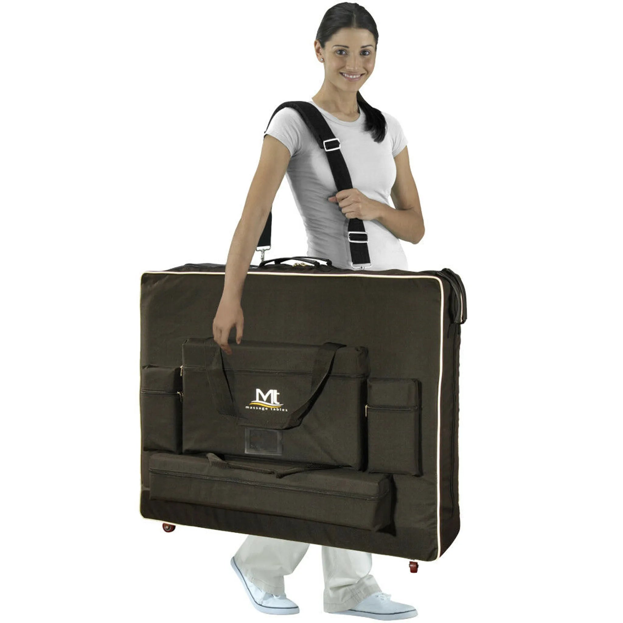 MT Massage draagtas met schouderriem zonder wielen voor 64cm massagetafels, nylon voor nog gemakkelijker vervoer - zwart