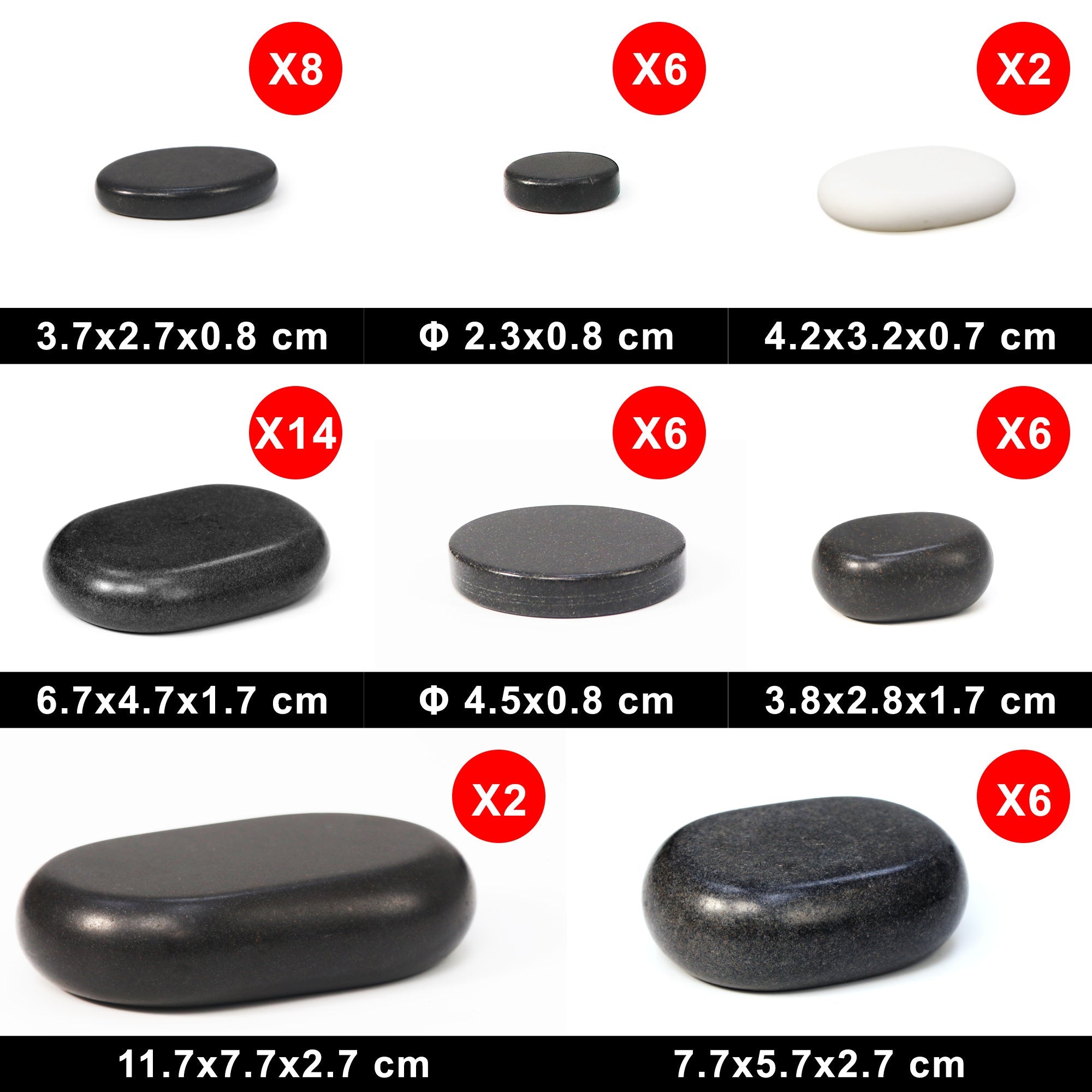 Master Massage 50 stuks luxe hotstone-set massagestenen van basaltsteen met elegante bamboekist