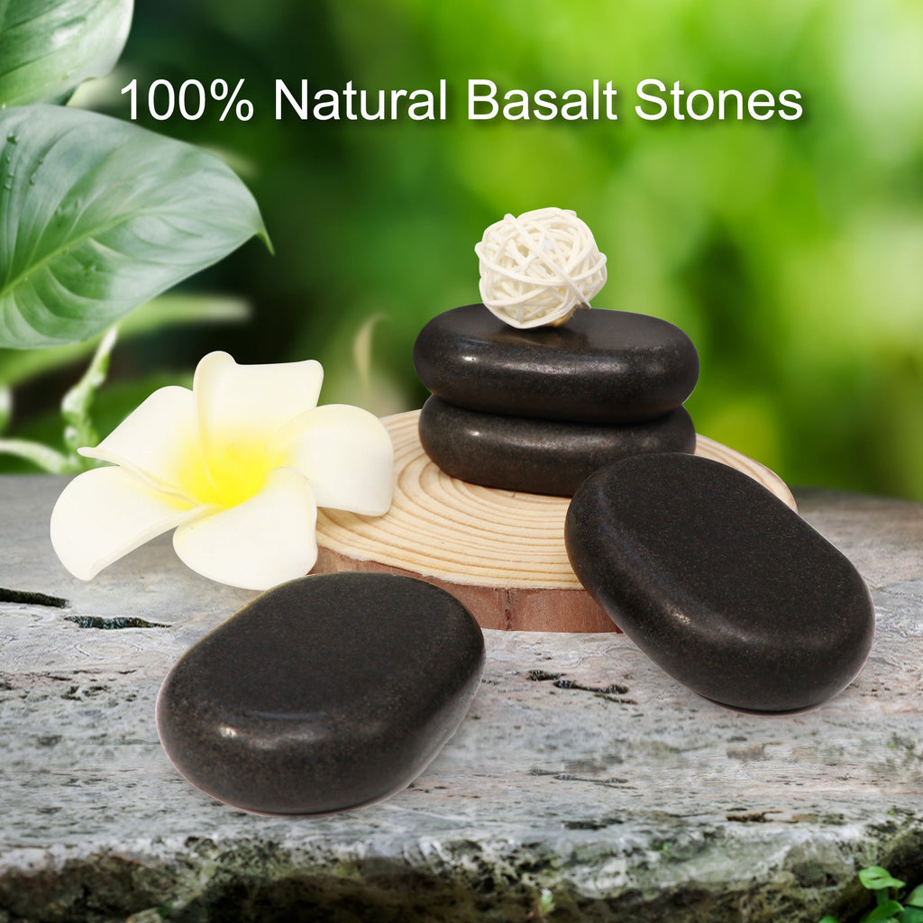 Master Massage middelgrote ovale basalt hotstone-massagestenen 6.4cm x 4.6cm x 1.8cm (12 stuks)