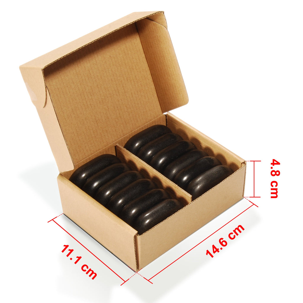 Master Massage middelgrote ovale basalt hotstone-massagestenen 6.4cm x 4.6cm x 1.8cm (12 stuks)