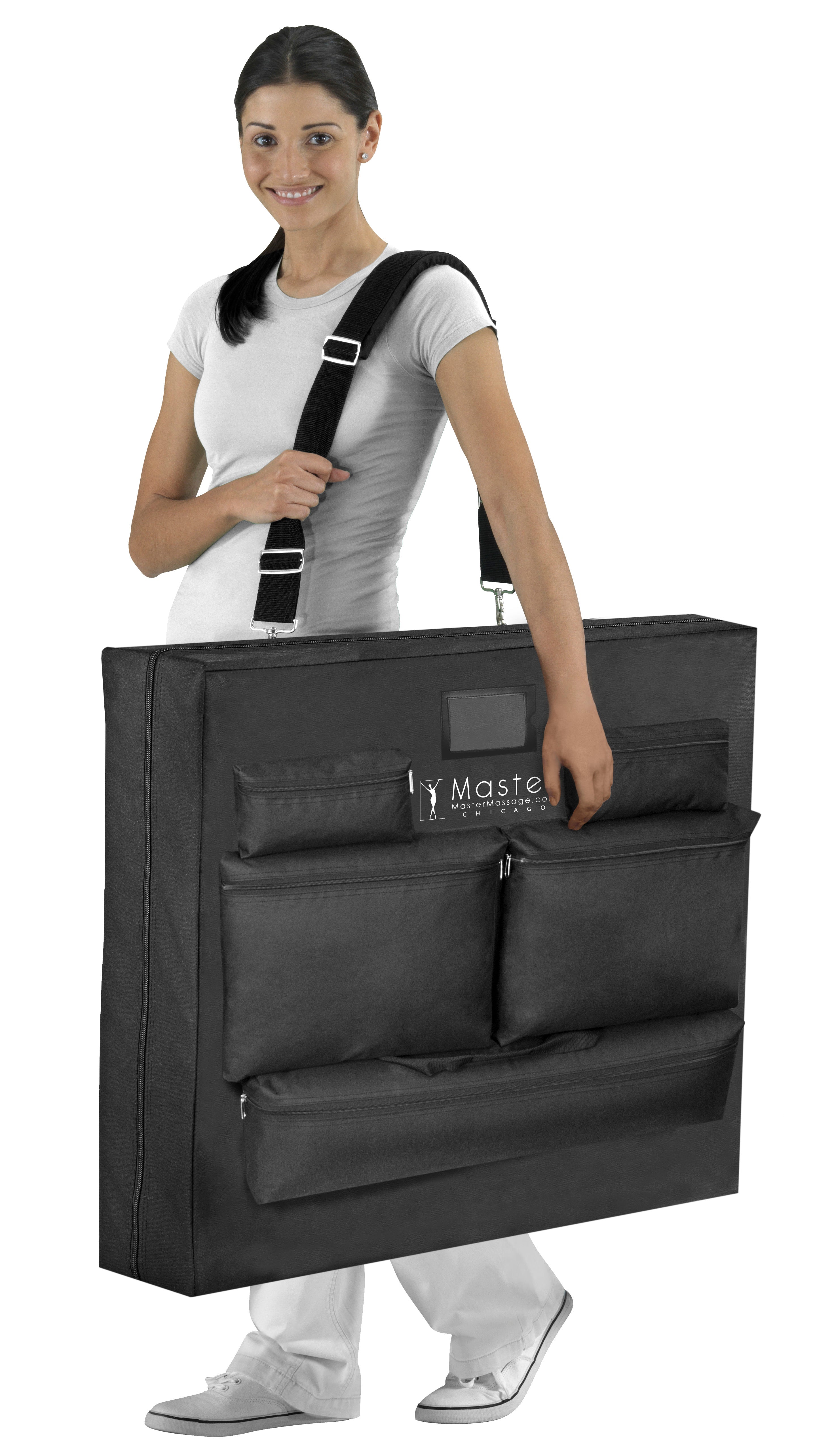 Master Massage transporttas met schouderriem zonder wielen 64cm~79cm massagetafel van nylon voor nog gemakkelijker vervoer - zwart