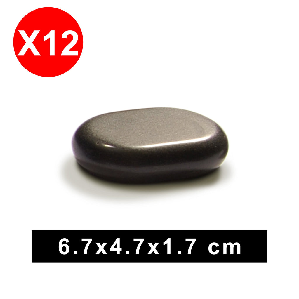Master Massage middelgrote ovale basalt hotstone-massagestenen 6.4cm x 4.6cm x 1.8cm (12 stuks)
