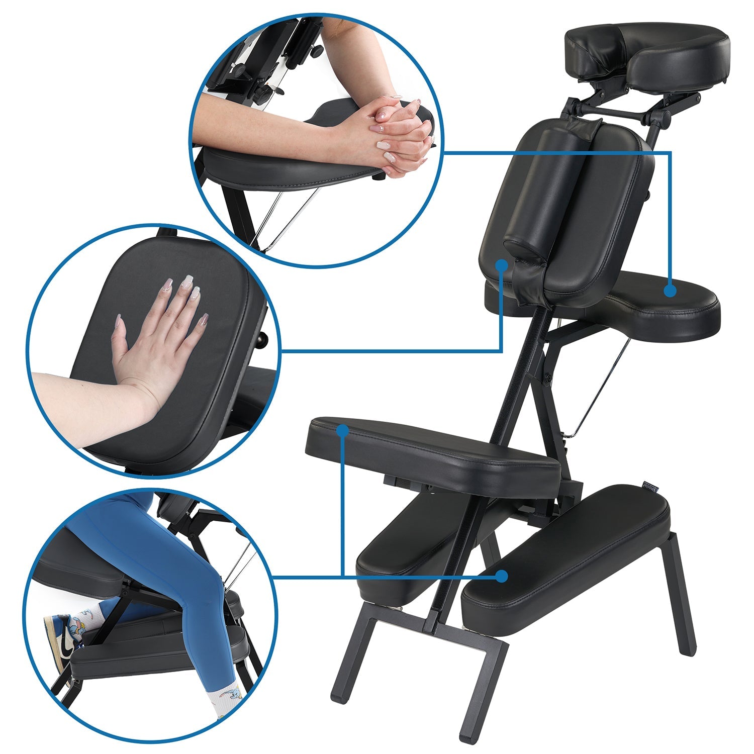Inklapbare mobiele massagestoel, tattoostoel voor luchthavenmassage, licht, draagbaar en voordelig
