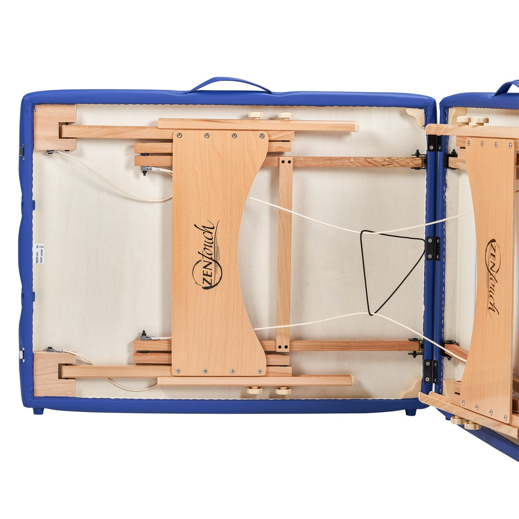 Master Massage 69cm Brady™ mobiele massagetafel met inklapbaar houten onderstel - hemelsblauw