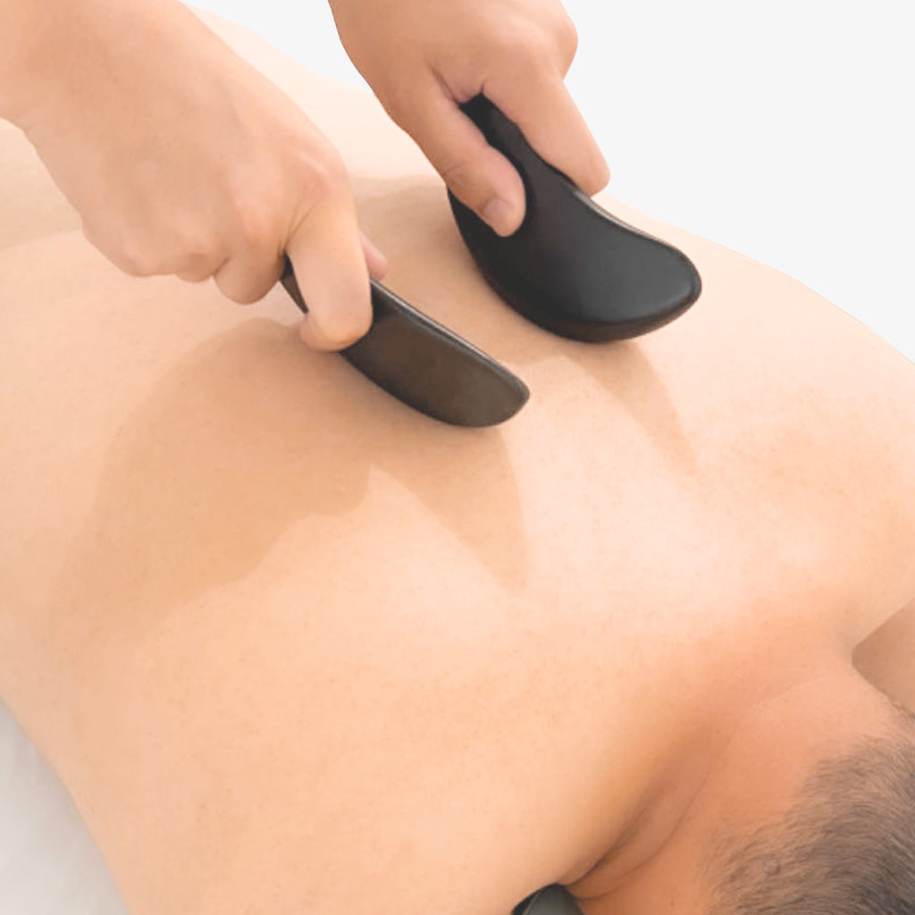 Master Massage halvemaanvormige basaltsteen voor hotstonemassages, set van 2
