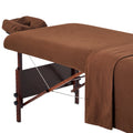Master Massage flanellen 3-delige set met hoeslaken, laken en kussensloop voor massagetafel, katoen voor salon - donkerbruin