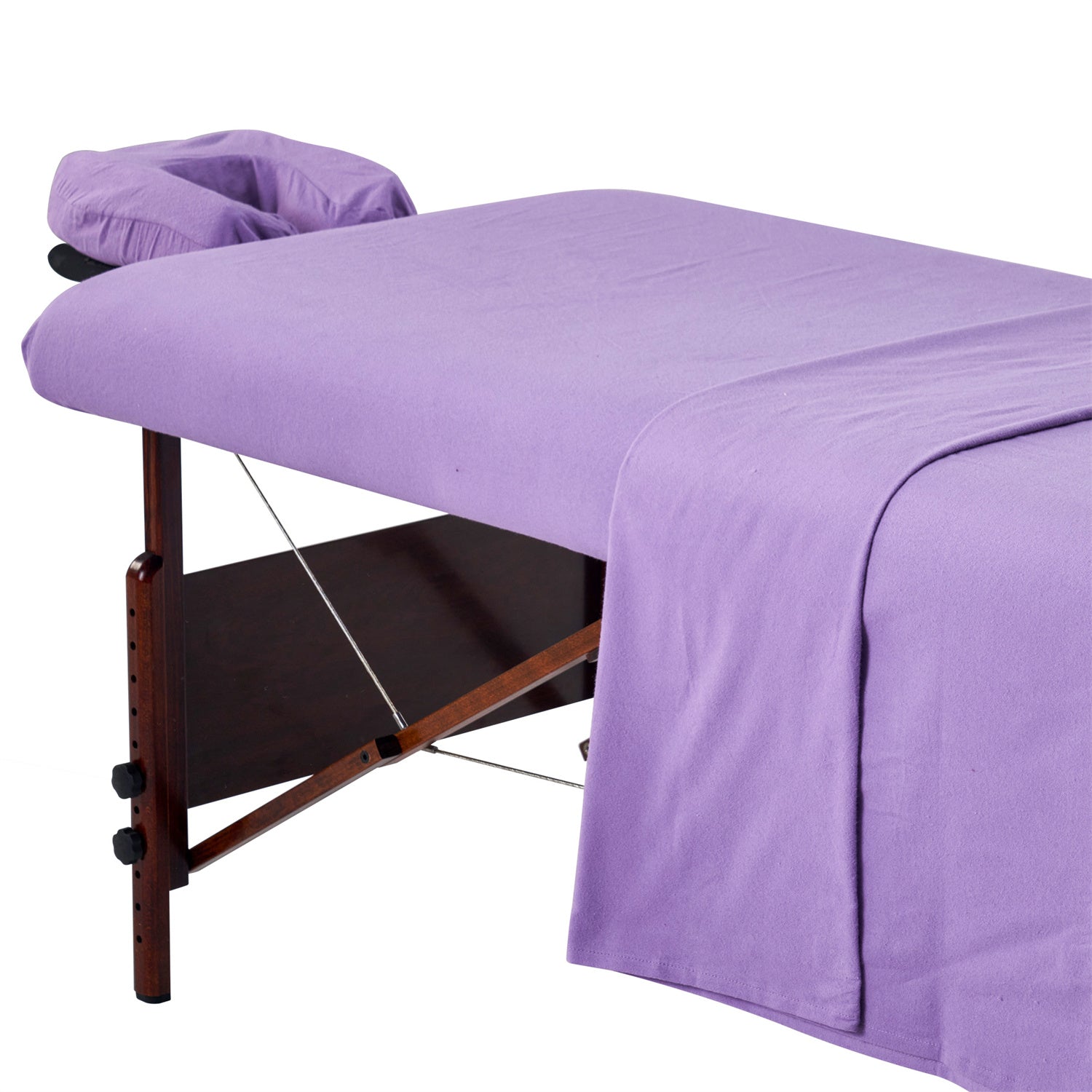Master Massage flanellen 3-delige set met hoeslaken, laken en hoofdkussenhoes voor massagetafel in salon, katoen - zwart