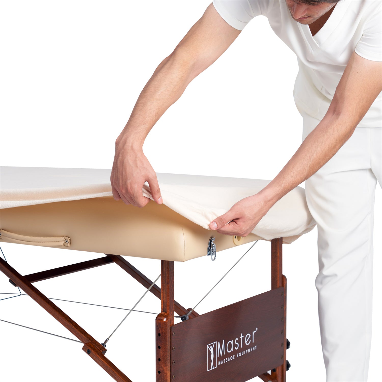 Master Massage flanellen 3-delige set hoeslaken, laken en kussensloop voor massagetafel, salon, katoen - lila