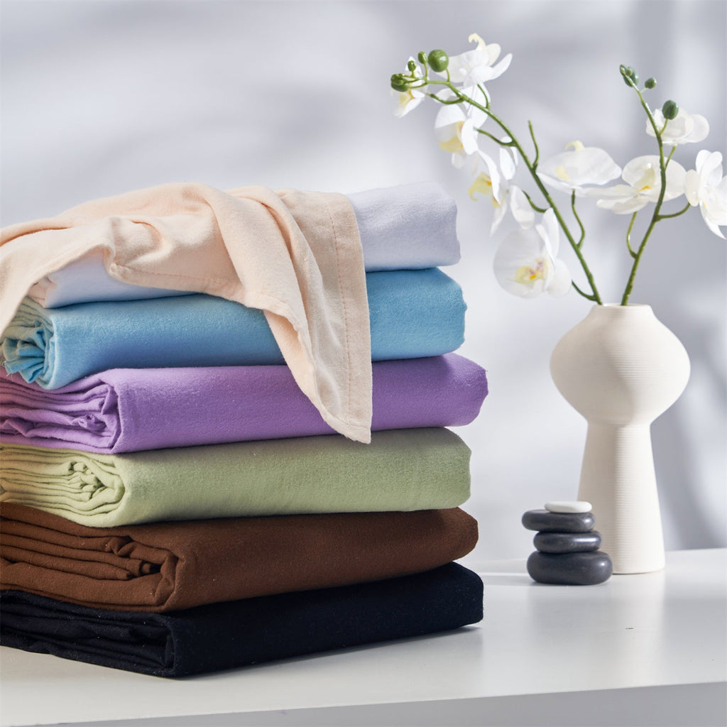 Master Massage flanellen 3-delige set met hoeslaken, laken en kussensloop voor massagetafel in salon, katoen - wit