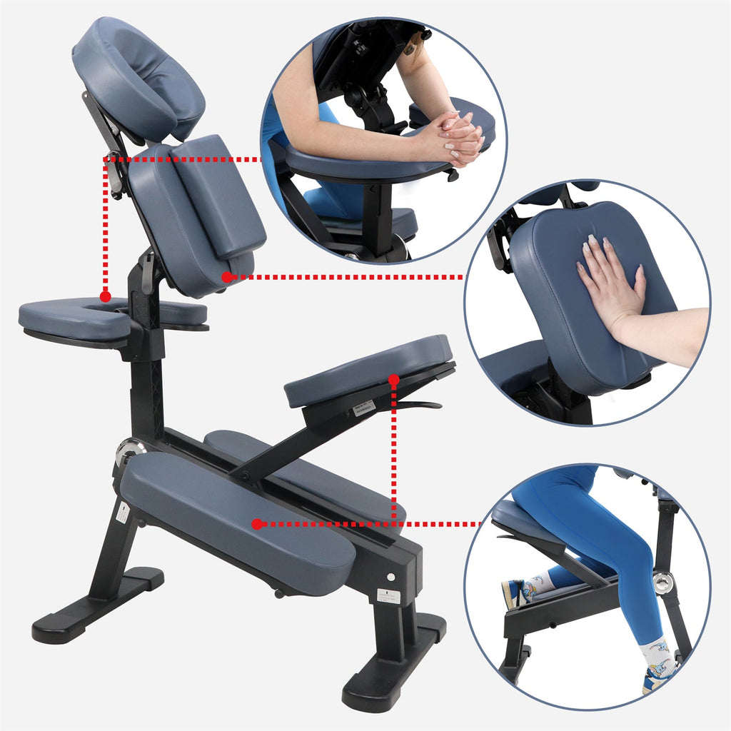 Master Massage Gymlane mobiele massagestoel inklapbaar koningsblauw