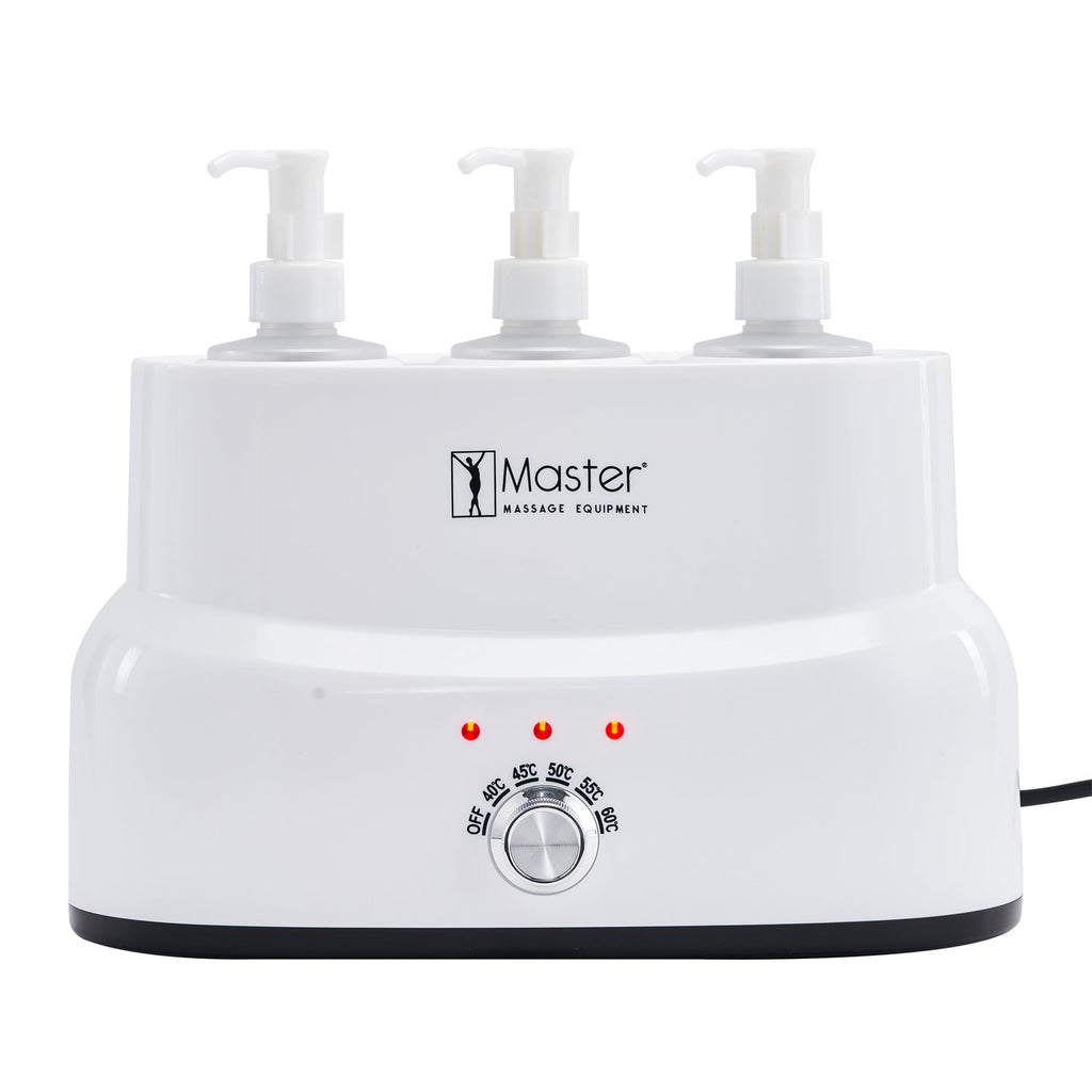 Master Massage 3-delige set massageolieverwarmer crème- en lotionverwarmer met dispenser