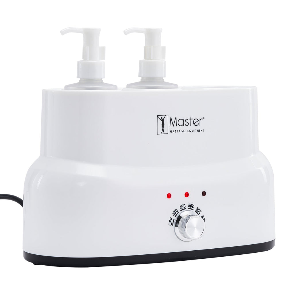 Master Massage 3-delige set massageolieverwarmer crème- en lotionverwarmer met dispenser
