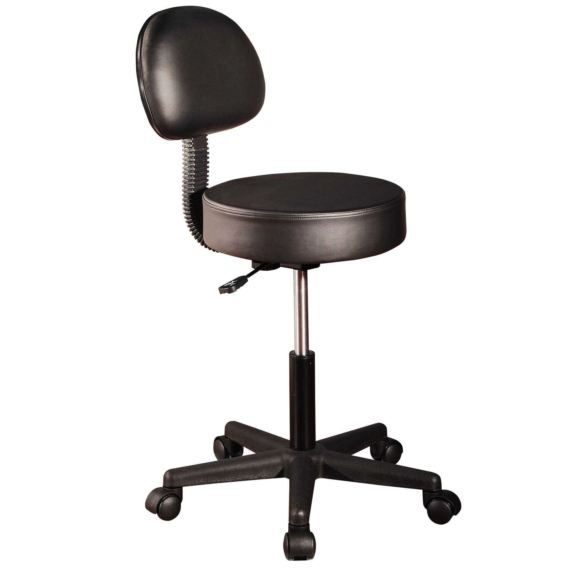 Master Massage Backrest rugleuning, ronde rolkruk met rugleuning, draaibaar, verrijdbaar en in hoogte verstelbaar, zwart