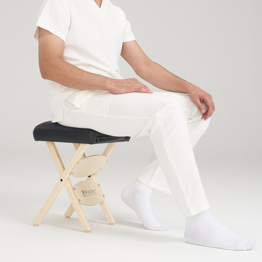 Master Massage mobiele inklapbare kruk inklapstoel cosmetische kruk - zwart