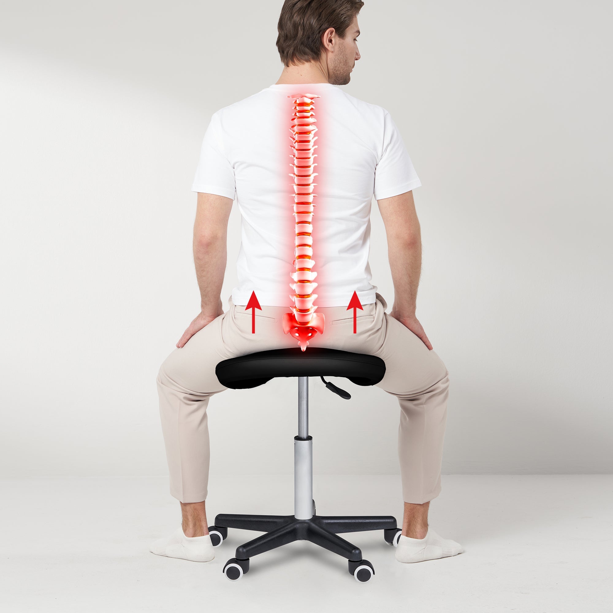 Master Massage zadelkruk verrijdbare cosmetische kruk zwart