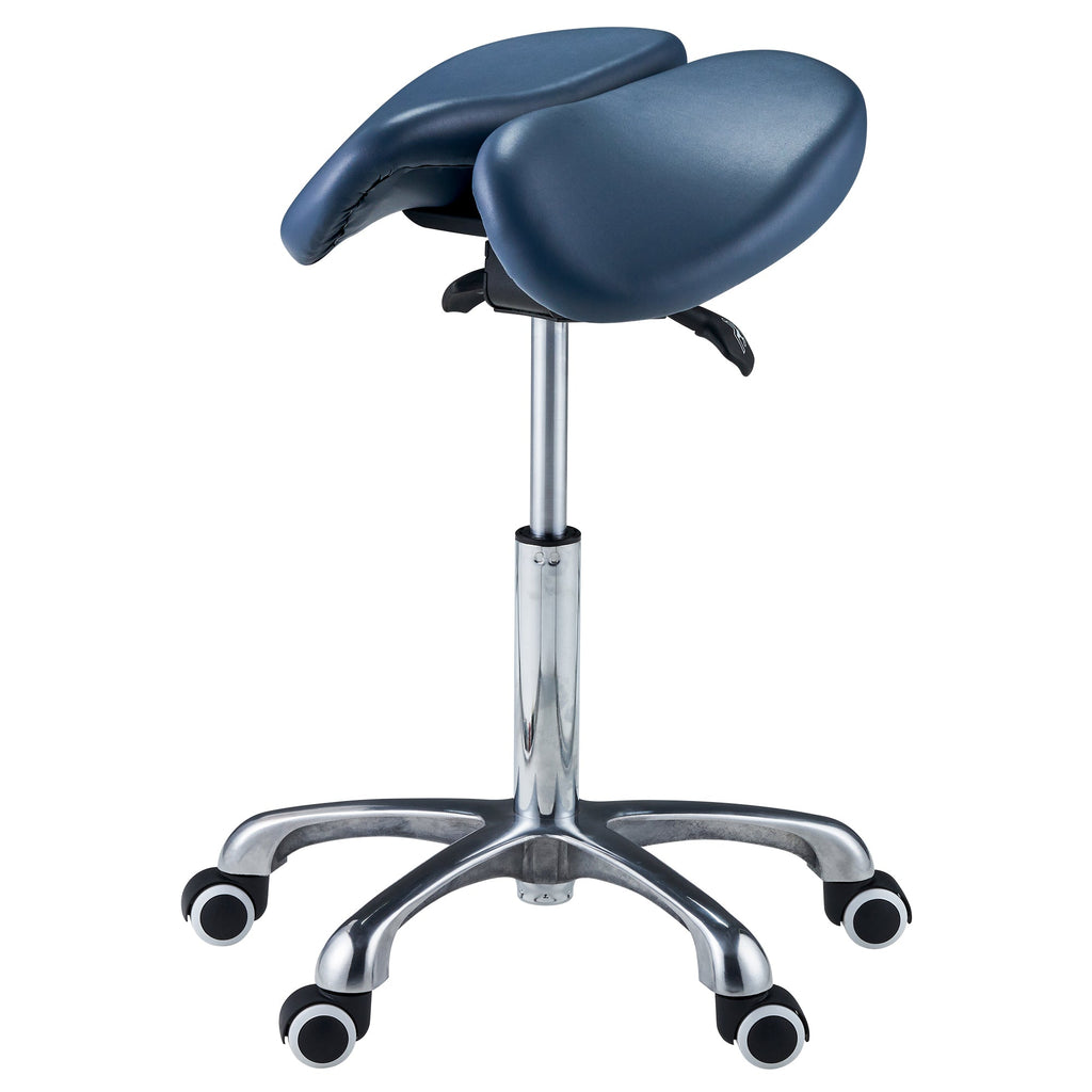 Master Massage Berkeley™ ergonomische zadelkruk op wielen met gesplitste zitting, in hoogte verstelbaar, met twee kantelopties, koningsblauw