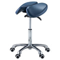 Master Massage Berkeley™ ergonomische zadelkruk op wielen met gesplitste zitting, in hoogte verstelbaar, met twee kantelopties, koningsblauw