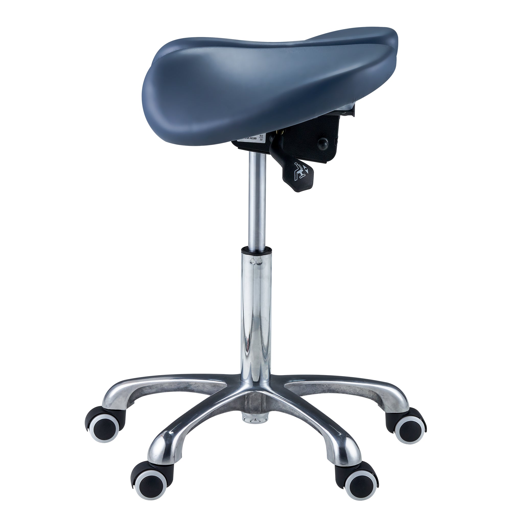 Master Massage Berkeley™ ergonomische zadelkruk op wielen met gesplitste zitting, in hoogte verstelbaar, met twee kantelopties, koningsblauw