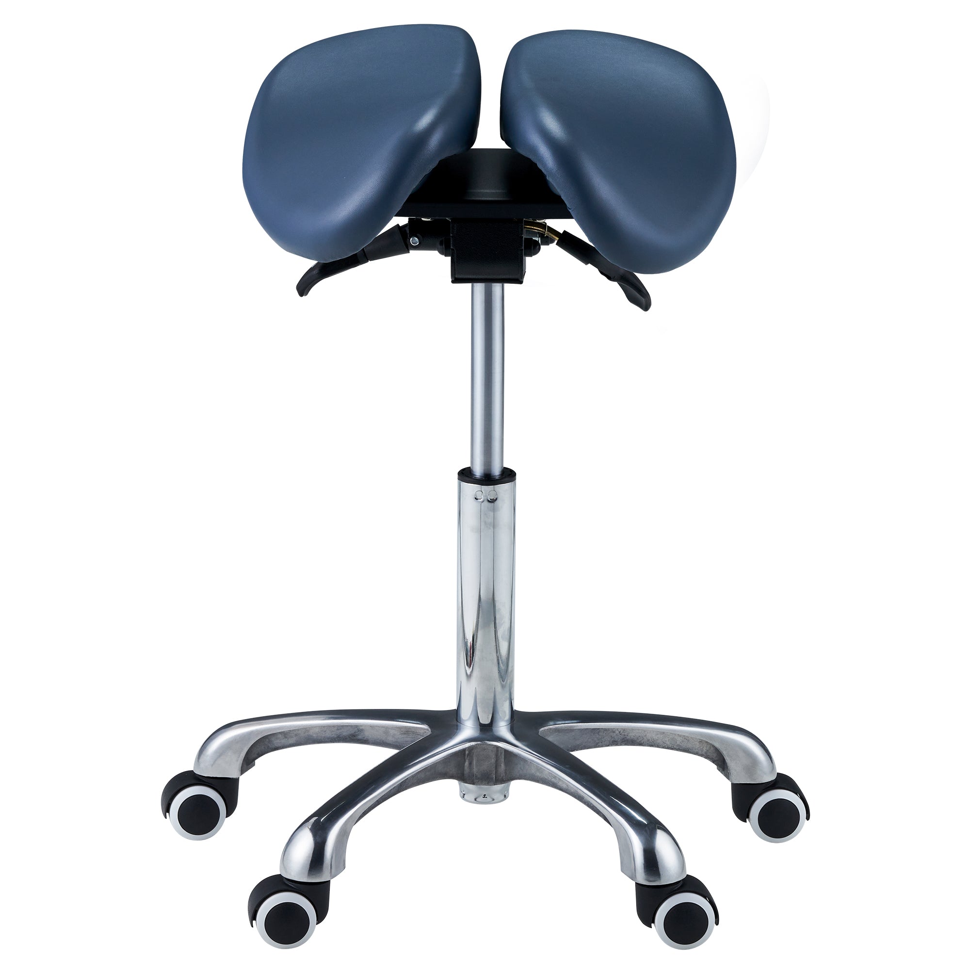Master Massage Berkeley™ ergonomische zadelkruk op wielen met gesplitste zitting, in hoogte verstelbaar, met twee kantelopties, koningsblauw