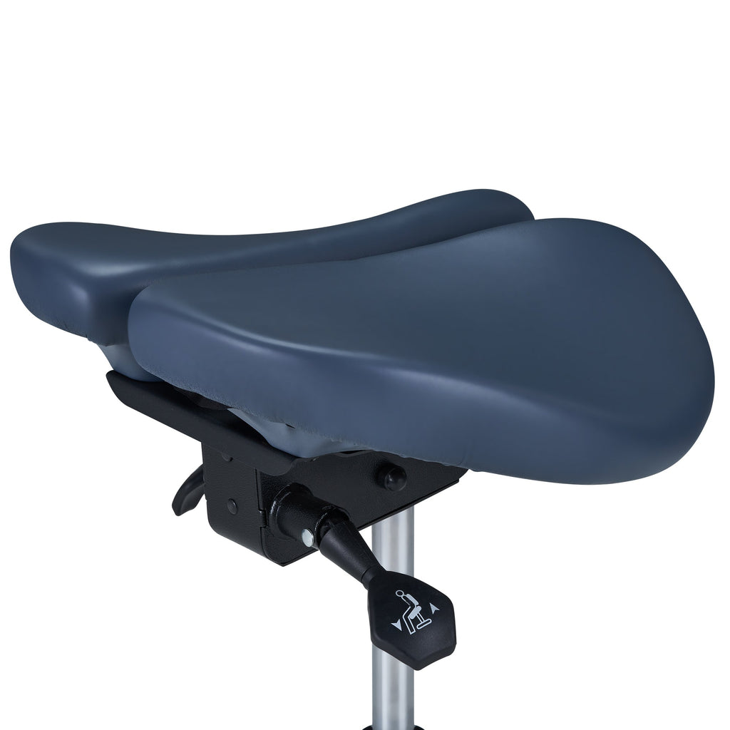 Master Massage Berkeley™ ergonomische zadelkruk op wielen met gesplitste zitting, in hoogte verstelbaar, met twee kantelopties, koningsblauw
