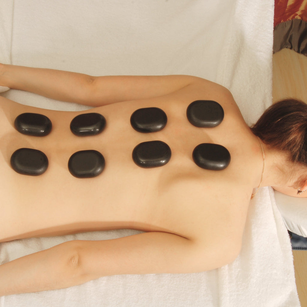 Master Massage middelgrote ovale basalt hotstone-massagestenen 6.4cm x 4.6cm x 1.8cm (12 stuks)