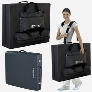 Master Massage 71cm NewPort™ mobiele massagetafel met sfeerverlichtingspakket, inklapbaar houten onderstel - koningsblauw