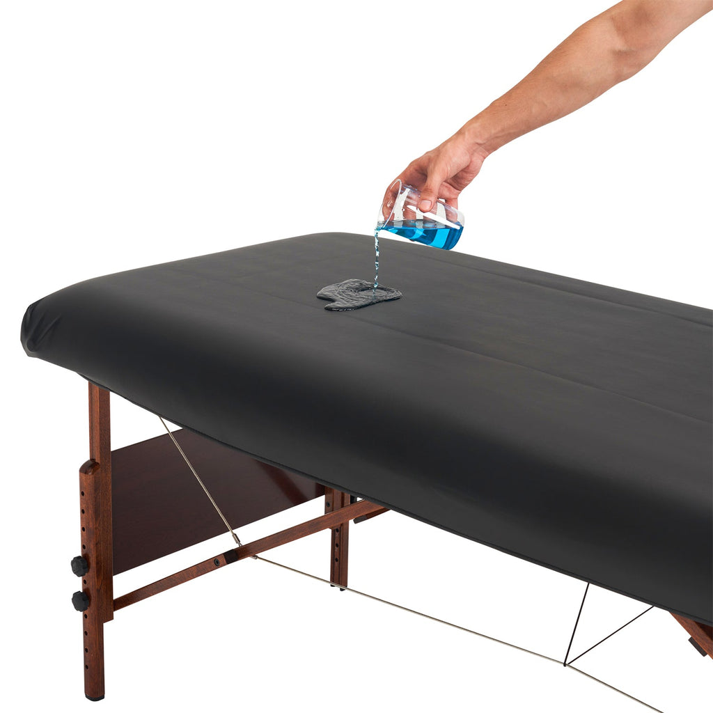Master Massage afwasbare oliebestendige beschermhoes van PU-leer voor massagetafel, zwart