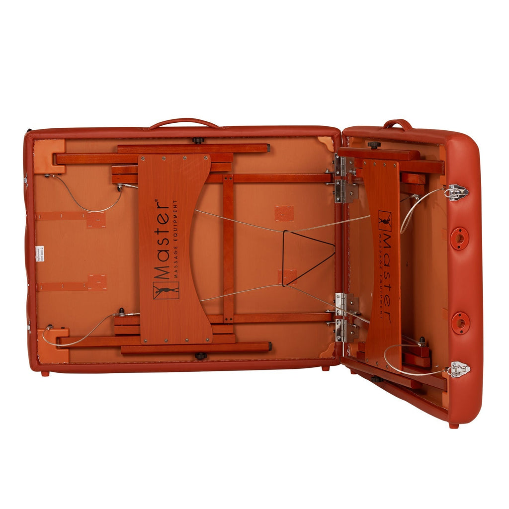 Master Massage Fairlane™ mobiele massagetherapietafel met sfeerverlichtingspakket en inklapbaar houten frame - kaneel